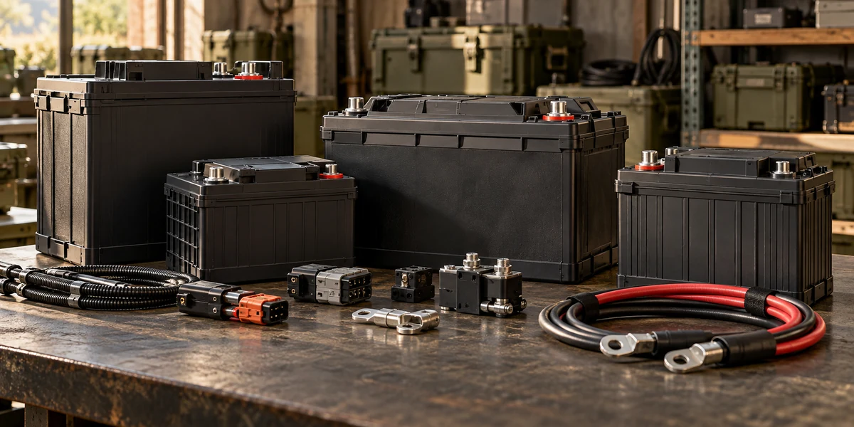 Industrial batteries and battery connectors